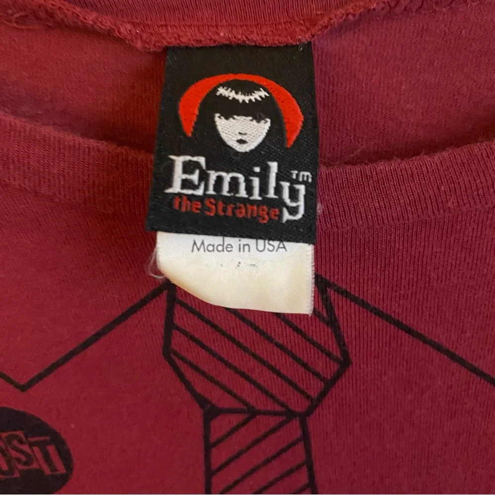 2005 Hot Topic Emily the Strange babydoll tee Faux button up goth size L - Picture 7 of 9